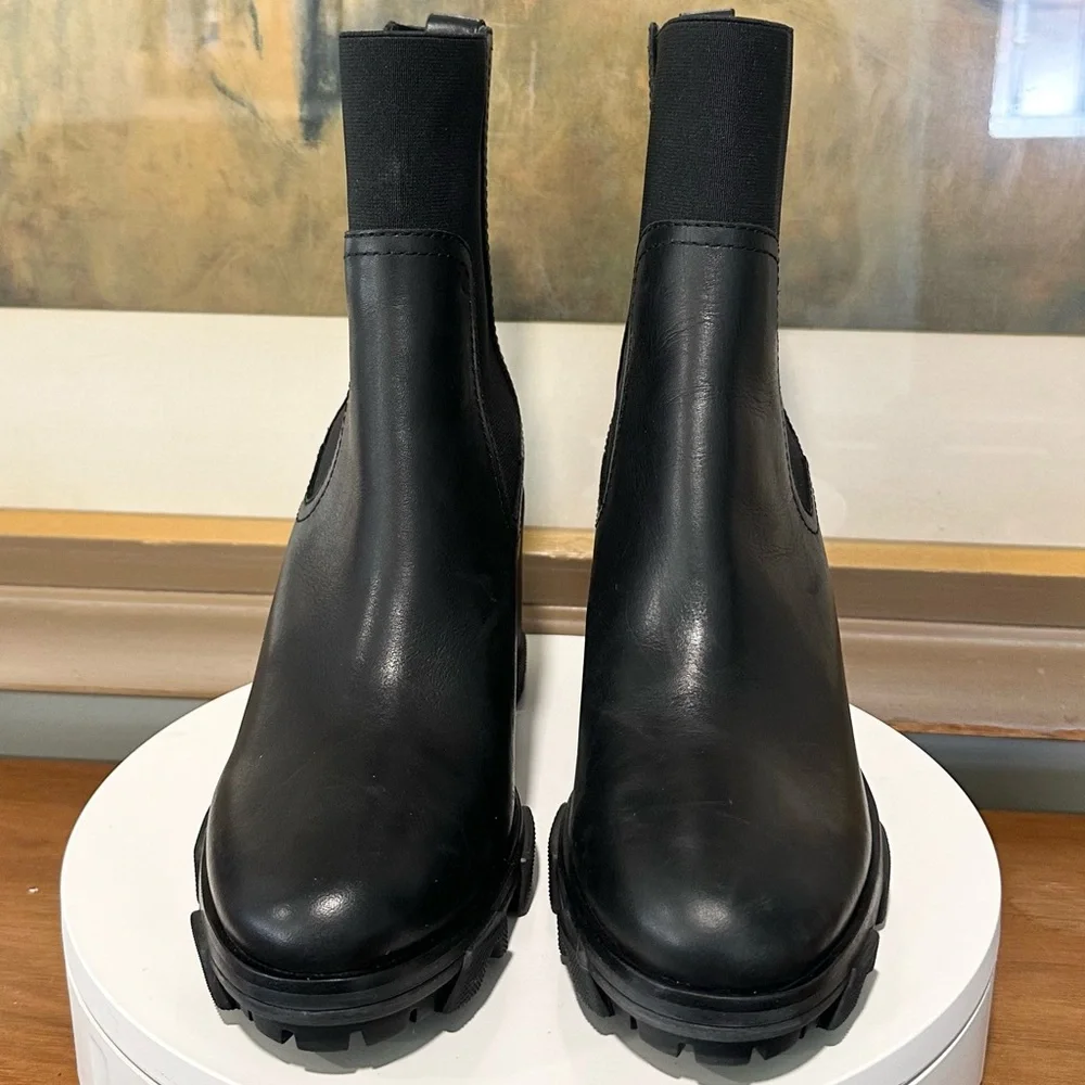 🌹RAG & BONE🌹 Shiloh Mid Leather Chelsea Boot In Black Size: 41 - Picture 5 of 16